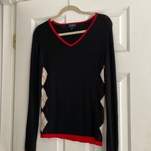 Burberry Golf womens merino sweater black/red/cream
